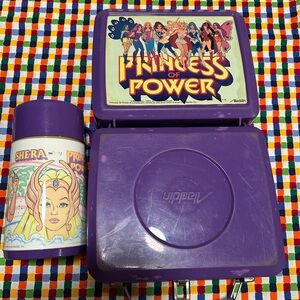 Vintage 1985 Purple Princess of Power Lunchbox and Thermos Set